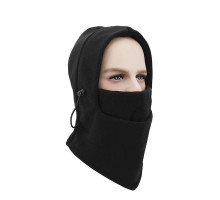 Балаклава тактична чорна з затяжкою (фліс, зима, one size)