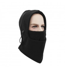 Балаклава тактична чорна з затяжкою (фліс, зима, one size)