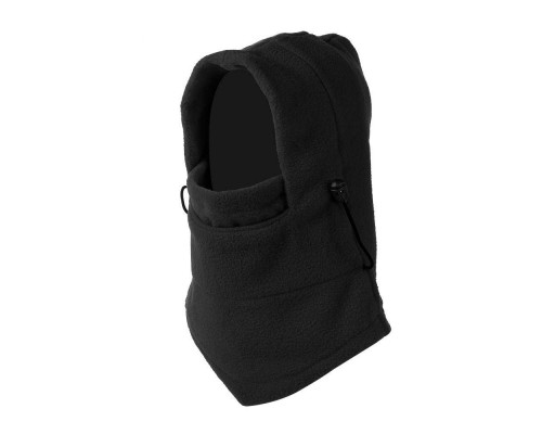 Балаклава тактична чорна з затяжкою (фліс, зима, one size)