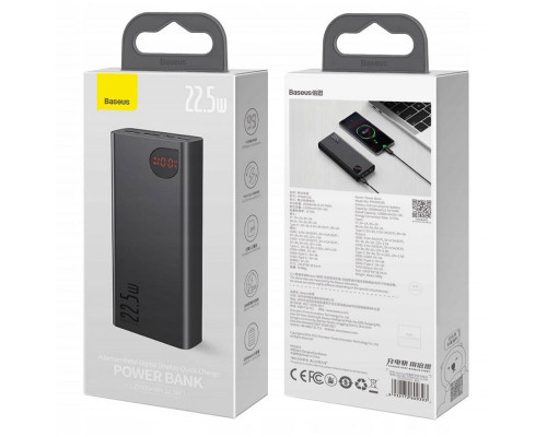 Зовнішній акумулятор (павербанк) Baseus Adaman Metal Digital Display 10000mAh 22.5W Black
