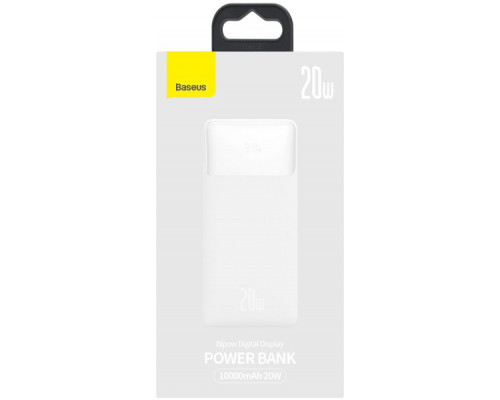 Зовнішній акумулятор (павербанк) Baseus Bipow Digital Display 10000mAh 20W White