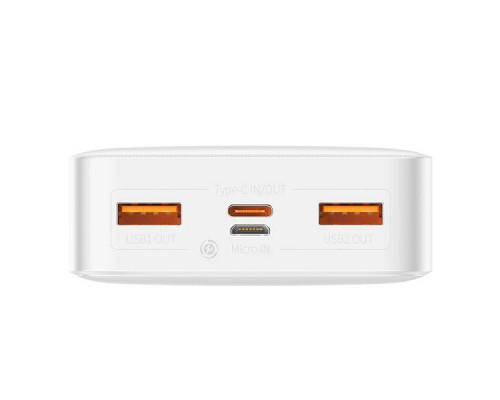 Зовнішній акумулятор (павербанк) Baseus Bipow Digital Display 20000mAh 20W White