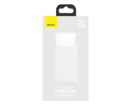 Зовнішній акумулятор (павербанк) Baseus Bipow Digital Display 20000mAh 20W White