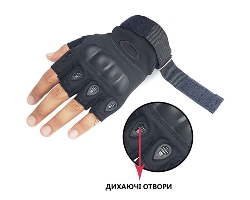 Тактичні рукавички OAKLEY безпалі літні (чорні)