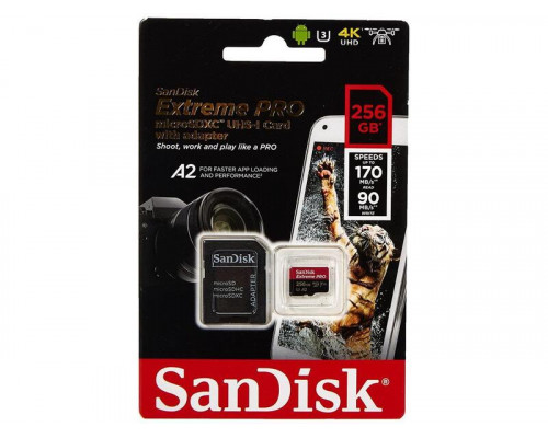 Картка пам'яті SanDisk Extreme PRO 256GB microSDXC З АДАПТЕРОМ (170/90 MB/s UHS-I V30 U3 Class 10)
