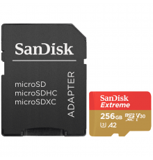 Картка пам'яті SanDisk Extreme 256GB microSDXC з адаптером (190/130 MB/s UHS-I V30 U3 Class 10)