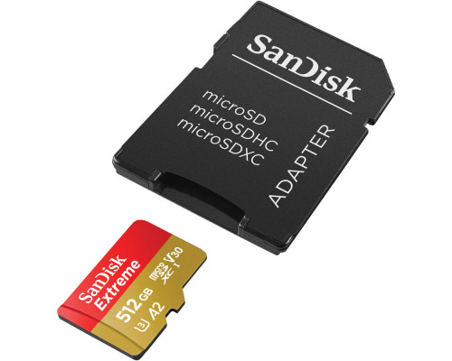 Картка пам'яті SanDisk Extreme 512GB microSDXC з адаптером (160/90 MB/s UHS-I V30 U3 Class 10)