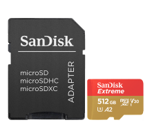 Картка пам'яті SanDisk Extreme 512GB microSDXC з адаптером (160/90 MB/s UHS-I V30 U3 Class 10)