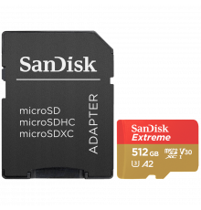 Картка пам'яті SanDisk Extreme 512GB microSDXC з адаптером (160/90 MB/s UHS-I V30 U3 Class 10)