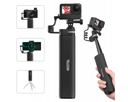 Монопод з акумулятором TELESIN Rechargeable Selfie Stick для екшн-камер і смартфонів (10000mAh)