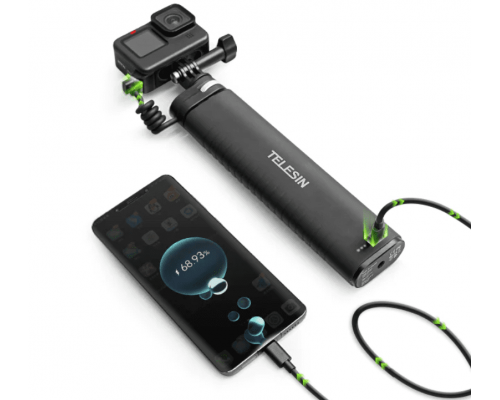 Монопод з акумулятором TELESIN Rechargeable Selfie Stick для екшн-камер і смартфонів (10000mAh)