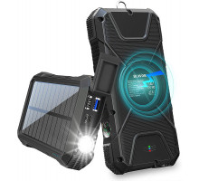 Портативний зарядний пристрій з ліхтариком та компасом BLAVOR Solar Charger Power Bank 18W (чорний)