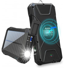 Портативний зарядний пристрій з ліхтариком та компасом BLAVOR Solar Charger Power Bank 18W (чорний)