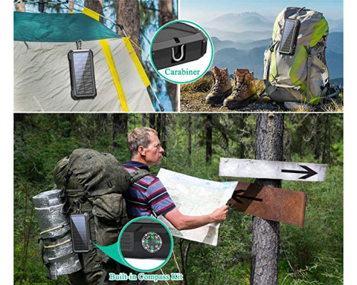 Портативний зарядний пристрій з ліхтариком та компасом BLAVOR Solar Charger Power Bank 18W (чорний)