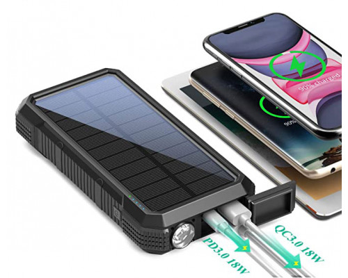 Портативний зарядний пристрій з ліхтариком та компасом BLAVOR Solar Charger Power Bank 18W (темно-зелений)