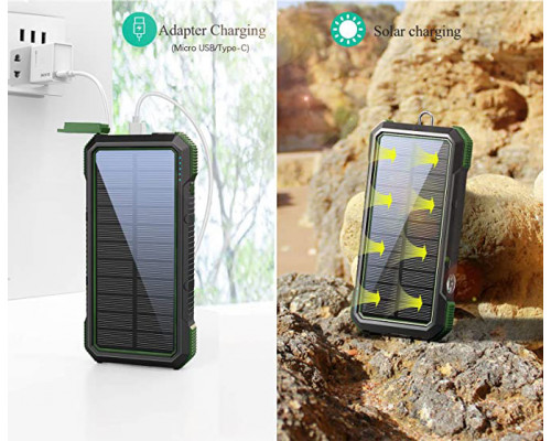Портативний зарядний пристрій з ліхтариком та компасом BLAVOR Solar Charger Power Bank 18W (темно-зелений)