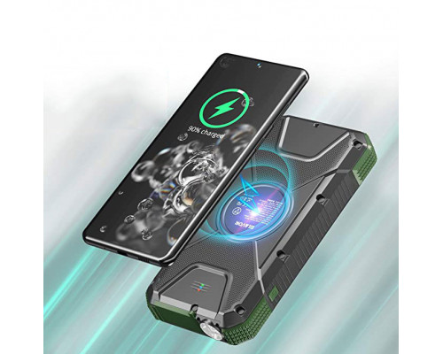 Портативний зарядний пристрій з ліхтариком та компасом BLAVOR Solar Charger Power Bank 18W (темно-зелений)
