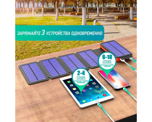 Сонячний зарядний пристрій із п'ятьма знімними панелями BLAVOR (червоний, 20000 мАч)